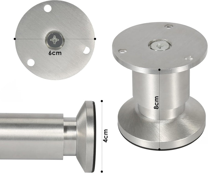 Gimisgu Aluminium Möbelfüsse 12er Set,Runde Möbelfuss Sockelfuss,Höhe 80mm,Höhenverstellbar:15mm,Bel