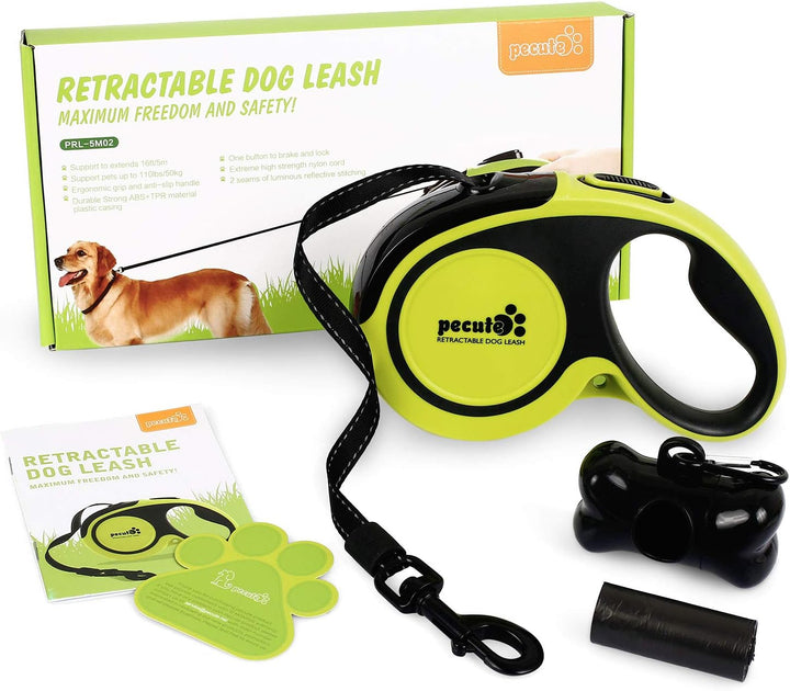 pecute Hunde Rollleine Grosse Hunde 5m, Einziehbar Hundeleine mit Leuchtenden Reflektierenden Masche