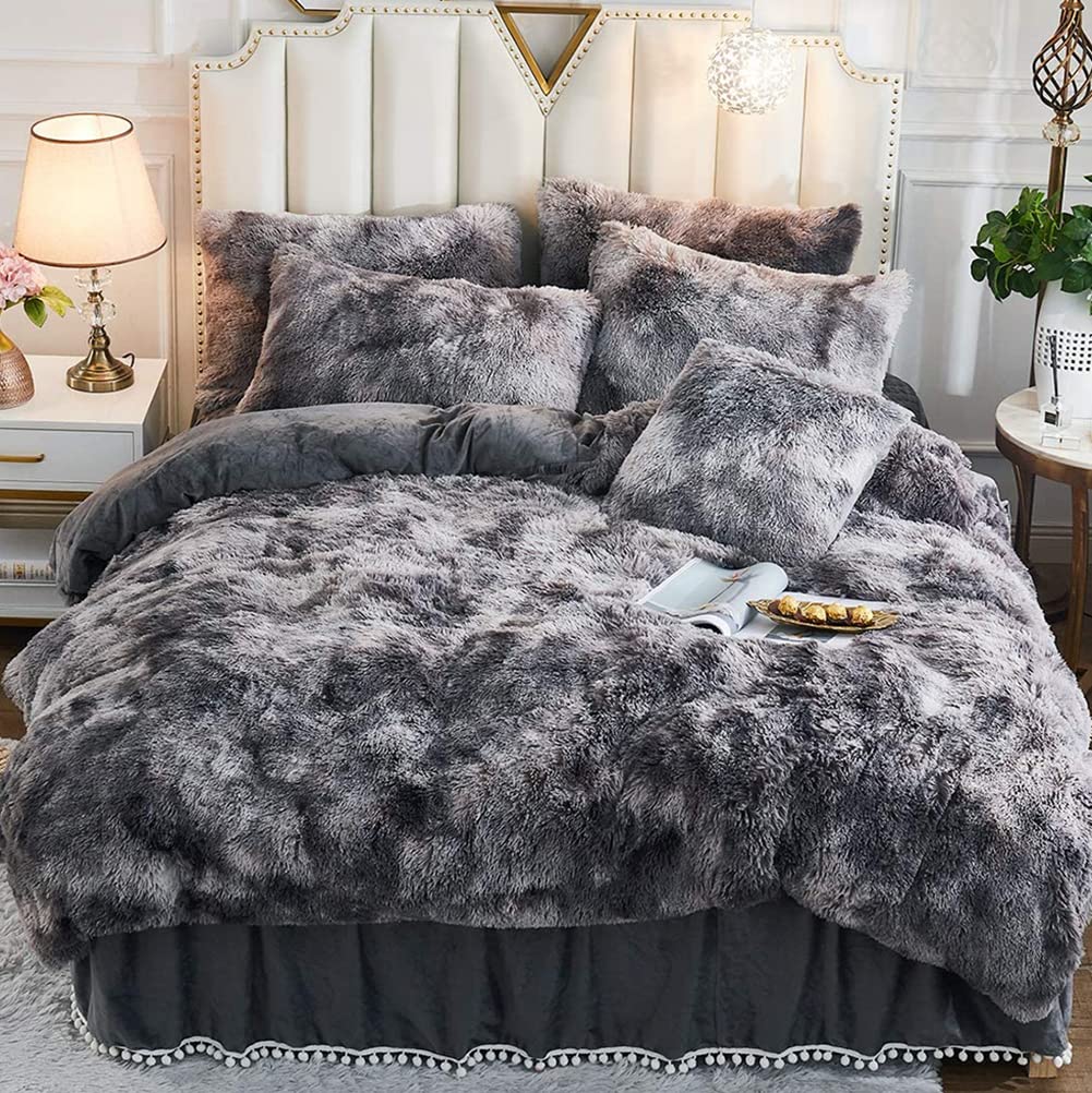 Michorinee Plüsch Bettwäsche 220x240 Winter Flauschig Warme Bettbezug Fleece Flausch Langhaar Kunstf
