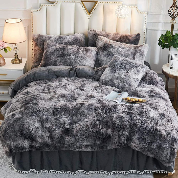 Michorinee Plüsch Bettwäsche 220x240 Winter Flauschig Warme Bettbezug Fleece Flausch Langhaar Kunstf