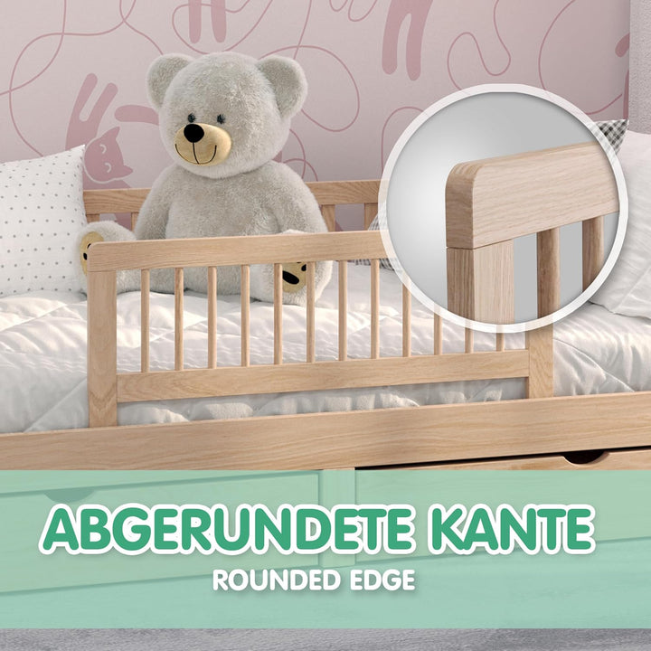CADANI Kinder Bettgitter Baby Bettschutzgitter klappbarer Rausfallschutz aus Massivholz für Elternbe