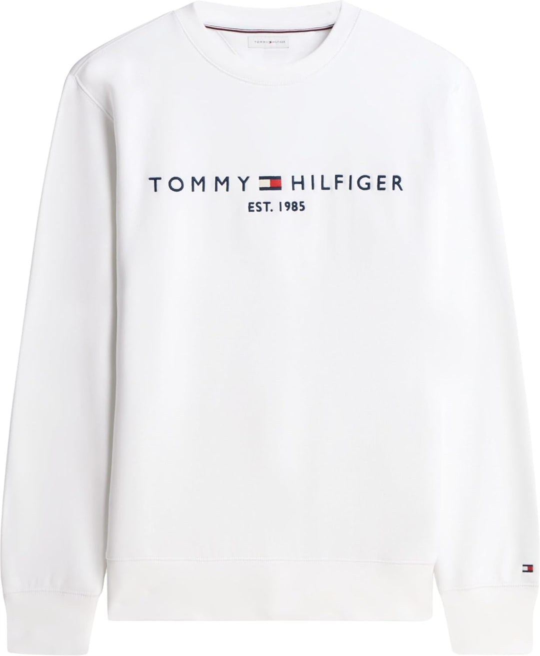 Tommy Hilfiger Herren Sweatshirt Tommy Logo ohne Kapuze L Weiss, L Weiss