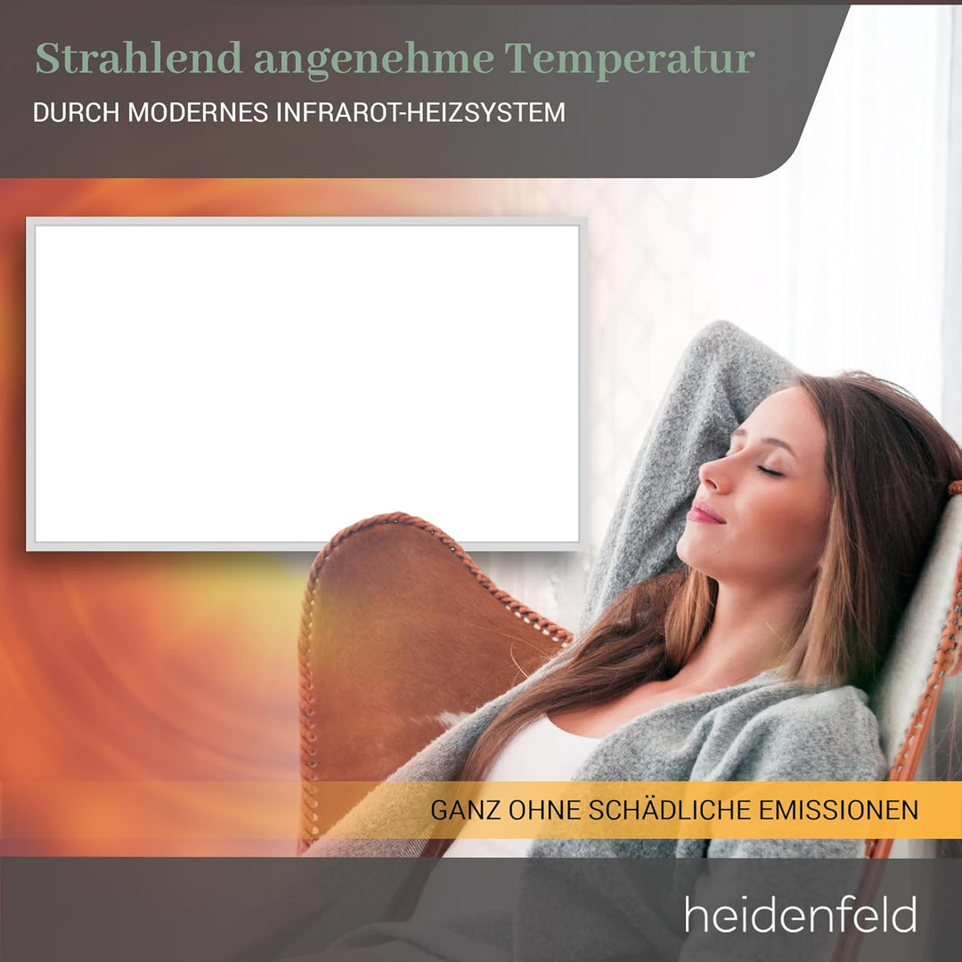 Heidenfeld Infrarotheizung HF-HP110 | 𝟭𝟬 𝐉𝐀𝐇𝐑𝐄 𝐆𝐀𝐑𝐀𝐍𝐓𝐈𝐄 - App Steuerung - 1000 Watt - 13-25 m² - Inf