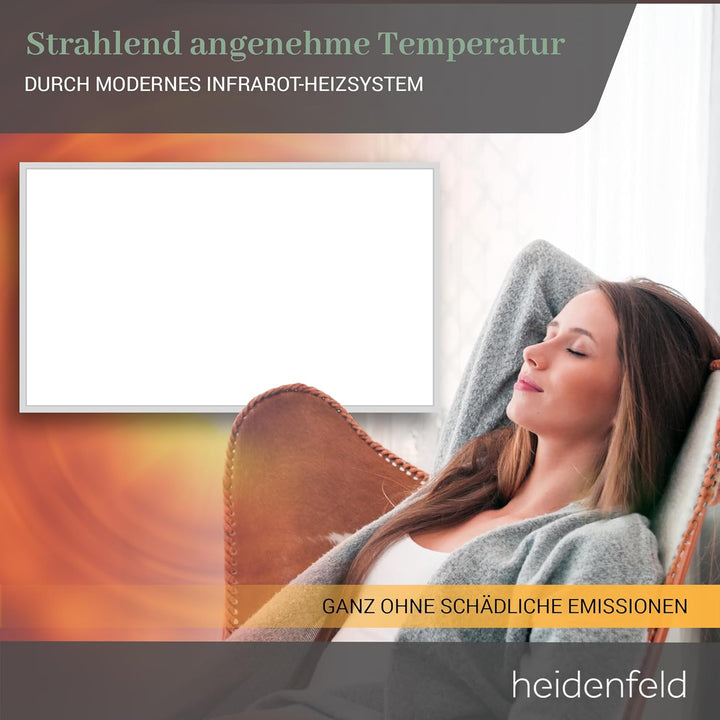 Heidenfeld Infrarotheizung HF-HP110 | 𝟭𝟬 𝐉𝐀𝐇𝐑𝐄 𝐆𝐀𝐑𝐀𝐍𝐓𝐈𝐄 - App Steuerung - 1000 Watt - 13-25 m² - Inf