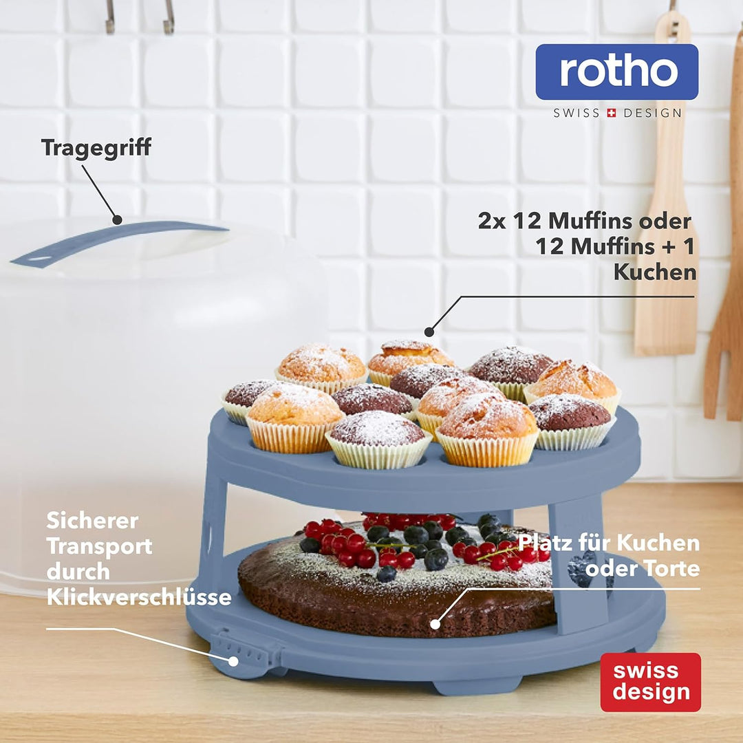 Rotho Fresh Tortenglocke hoch mit Trays, Kunststoff, Pink/Transparent, Nicht zutreffend, Pink/Transp