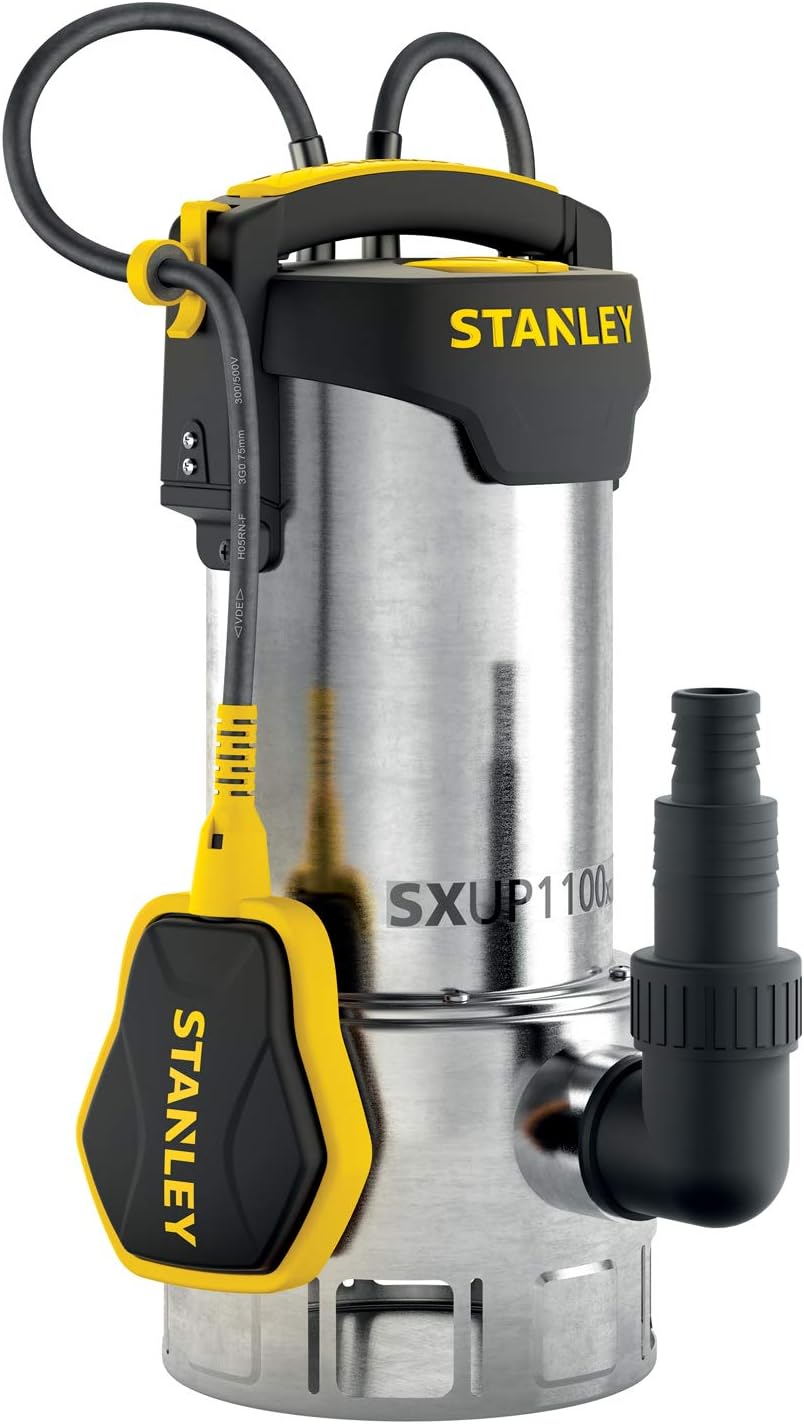 Stanley SXUP1100XDE Tauchpumpe für Schmutzwasser (1100 W, Förderleistung max. 16.500 l/h, Förderhöhe