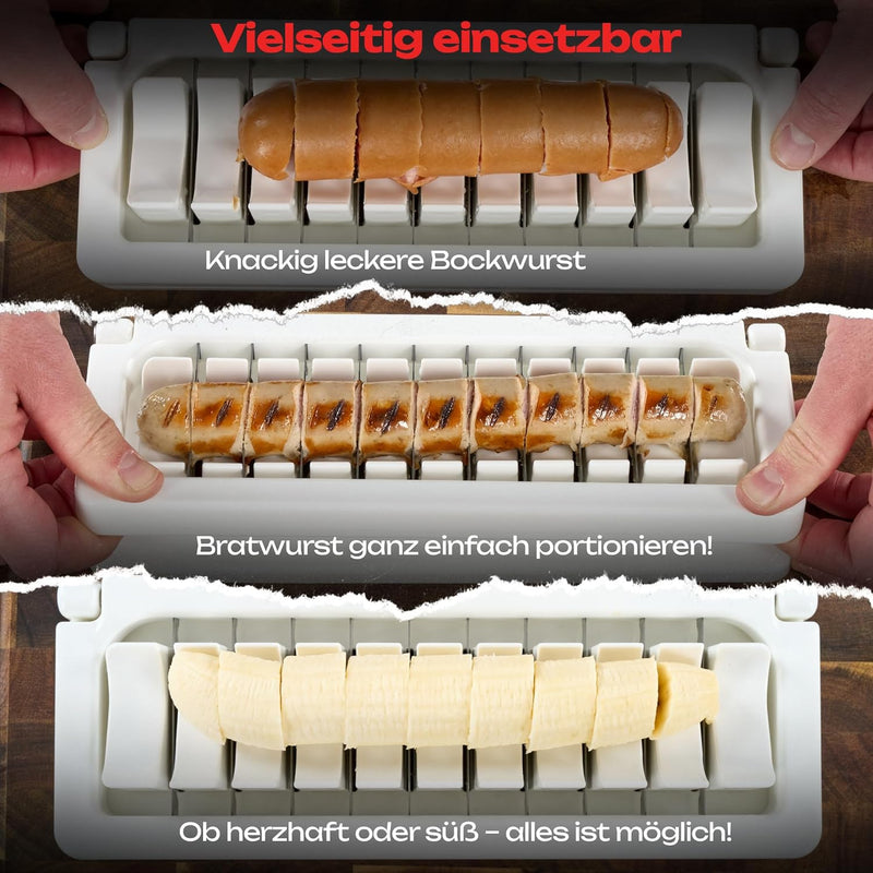 Currywurstschneider für zu Hause | schnelle & gleichmässige Würstchenscheiben | Langlebige Gelenke +