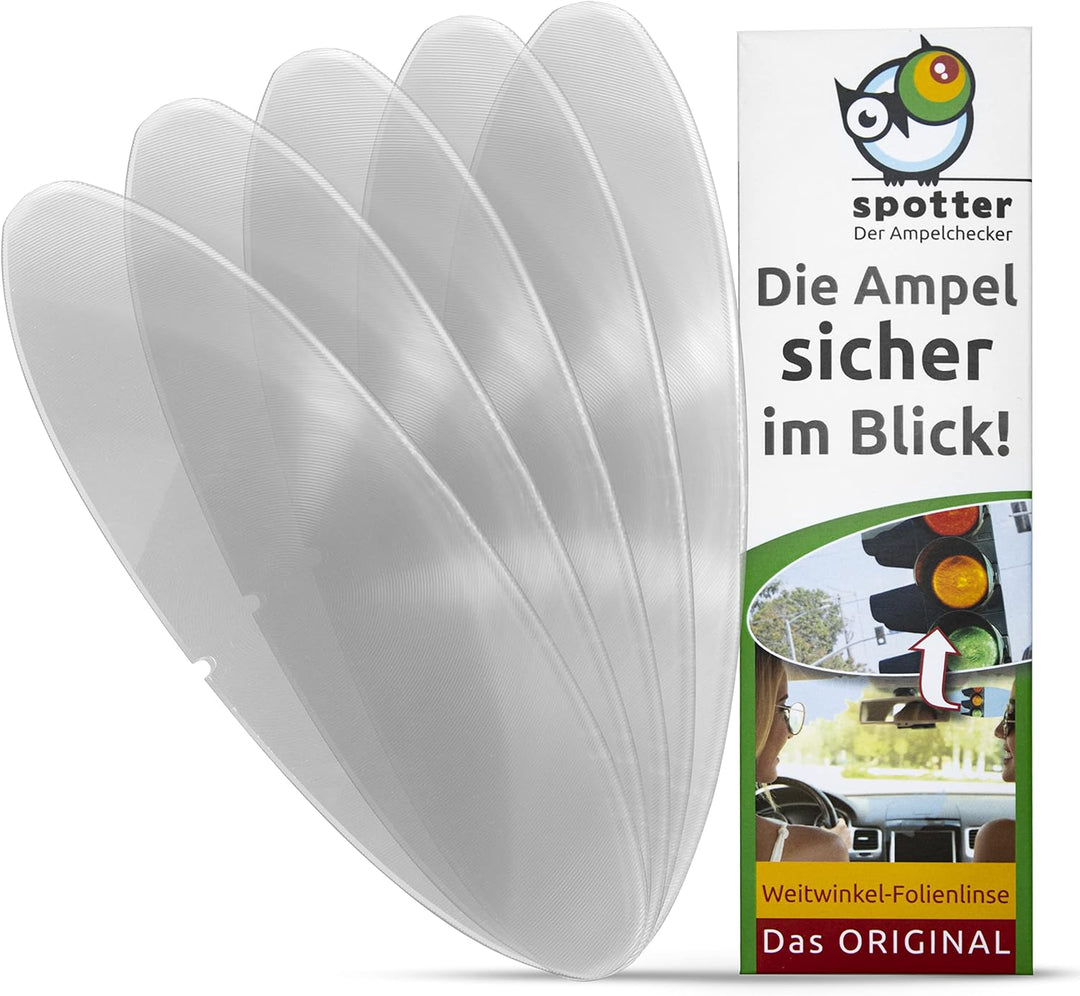 Spotter Ampelchecker - 5er Set – Fresnel-Linse für die Autoscheibe – selbsthaftende Weitwinkellinse