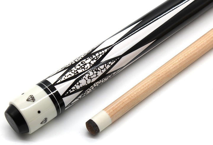Billard Queue Set Komplettset White Diamond, 147cm Queue mit Köcher, Handschuh und Kreide Diamond -