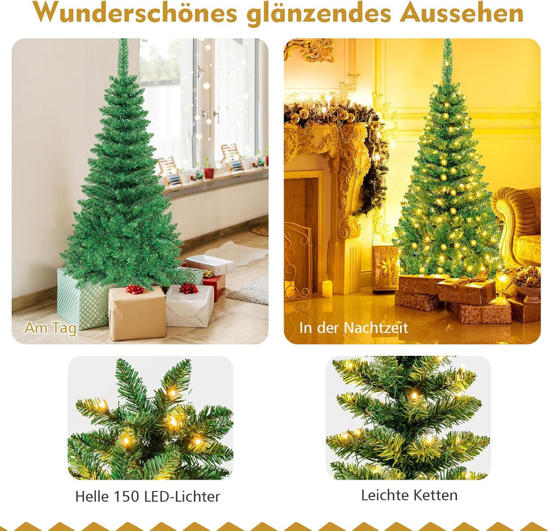 GOPLUS 135/200/225cm Weihnachtsbaum künstlich mit Beleuchtung, LED Tannenbaum künstlich, Weihnachtsb