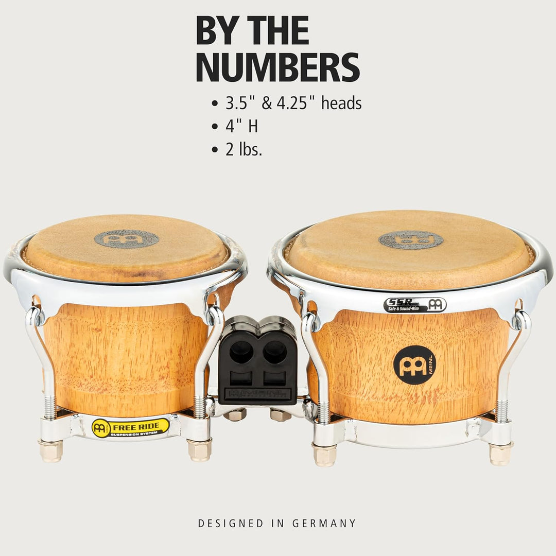 Meinl Percussion FWB100SNT-M Mini Wood Bongo-Set, Free Ride Series, Durchmesser 8,89 cm (3,5 Zoll) M