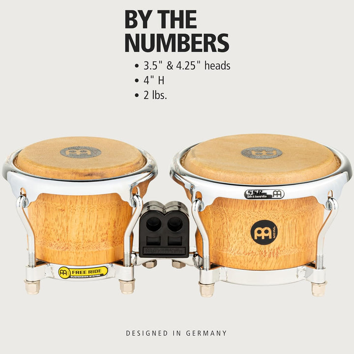 Meinl Percussion FWB100SNT-M Mini Wood Bongo-Set, Free Ride Series, Durchmesser 8,89 cm (3,5 Zoll) M