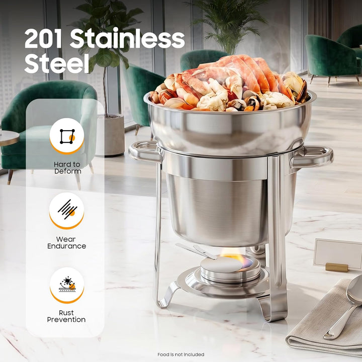 7L Edelstahl Chafing Dish, Wärmebehälter mit Handgriff & Deckel, Speisewärmer Warmhalteplatte Suppen