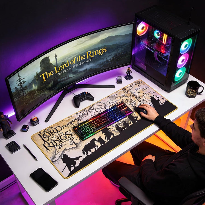 Lord of The Ring - rutschfeste XXL-Mausmatte 90 MMS x 40 MMS - Offizielle Lizenz.