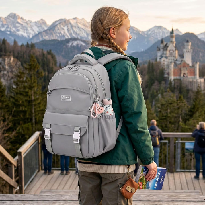 JANSBEN Wasserdichter Schulrucksack für Mädchen & Jungen, Mehrfachfach-Rucksack für Schule & Reisen,