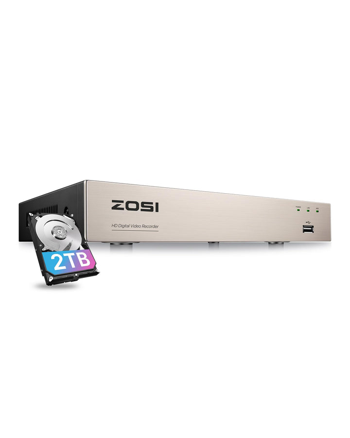 ZOSI 8CH 1080P DVR Netzwerk Digital Video Recorder DVR mit 2TB Festplatte, Arbeitet mit 720P 1080P C