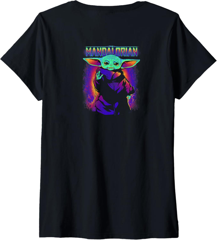 Star Wars: The Mandalorian Neon Mandalorian Signet Emblem T-Shirt mit V-Ausschnitt