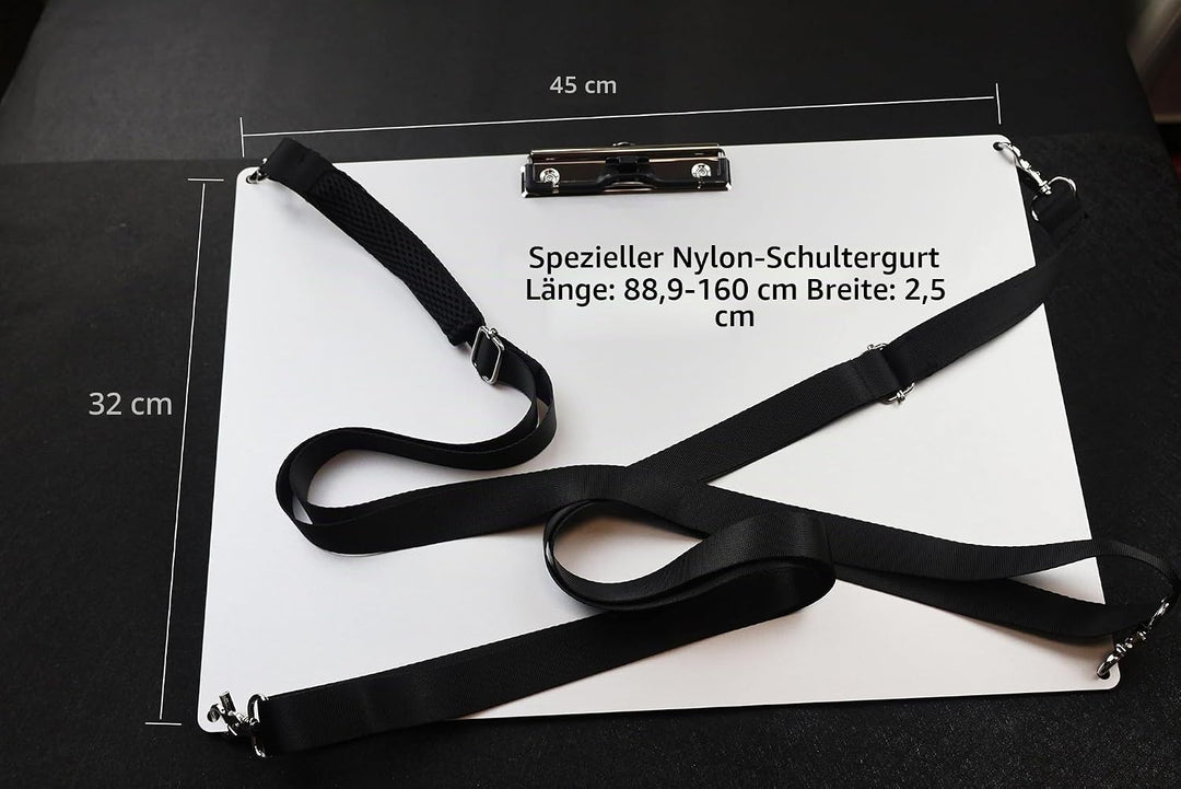 Silbernes Klemmbrett aus Aluminium, Querformat, A3 (32,6 x 44,7 cm), horizontale Klemmbretter mit 2