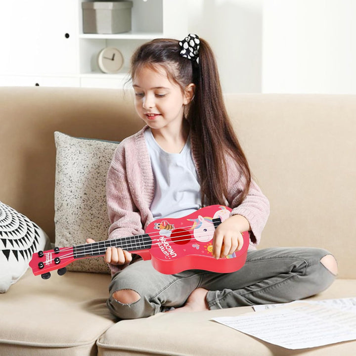 42cm Kindergitarre Mit 4 verstellbaren Saiten Ukulele Gitarre Spielzeug für Kleinkinder Anfänger Jun