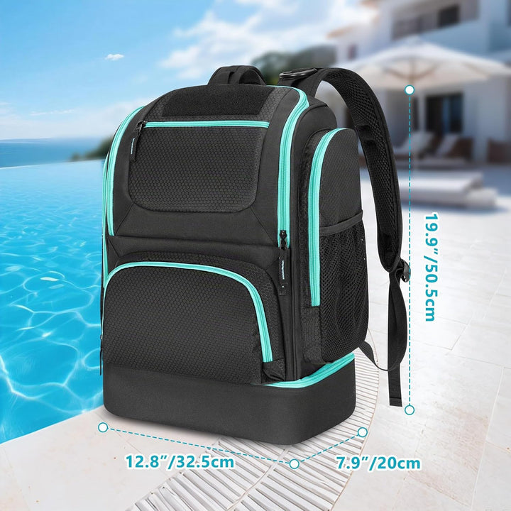 GOBUROS Schwimmtasche für Schwimmer mit Schuhfach, Schwimm Rucksack | Schwimmtasche mit mehreren Fäc