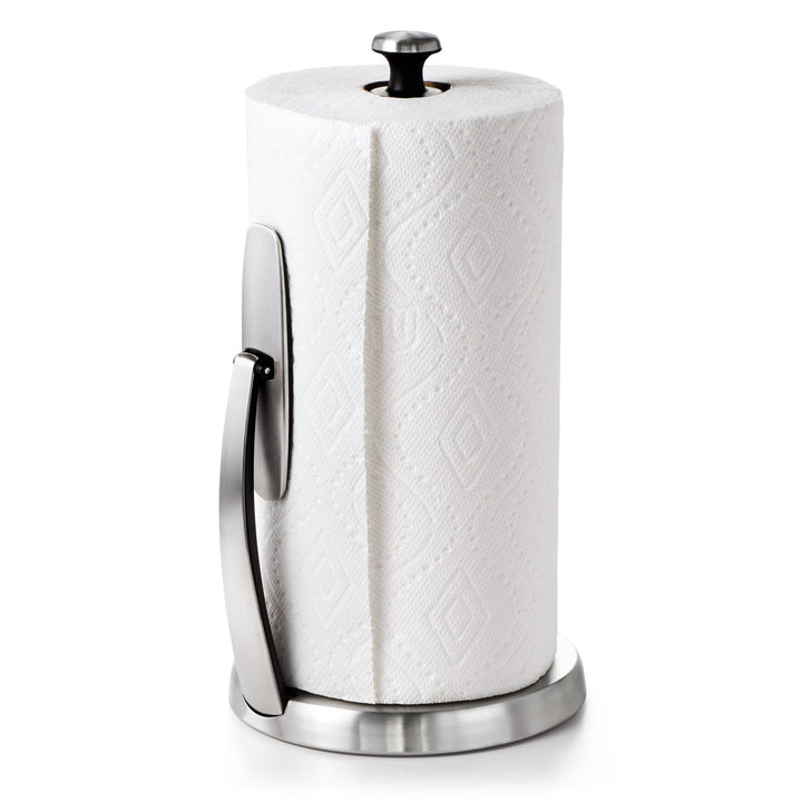 OXO Good Grips Küchenrollenhalter SimplyTear aus Edelstahl Paper Towel Holder Single, Paper Towel Ho