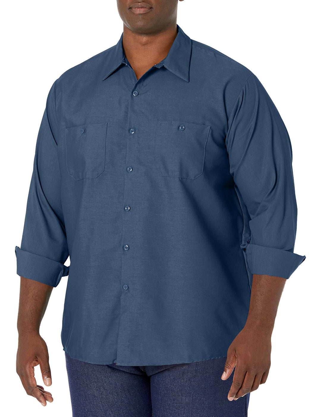 Red Kap Herren Industrial Regular Fit Langarm Button-Down-Arbeitshemd, S Dunkelblau