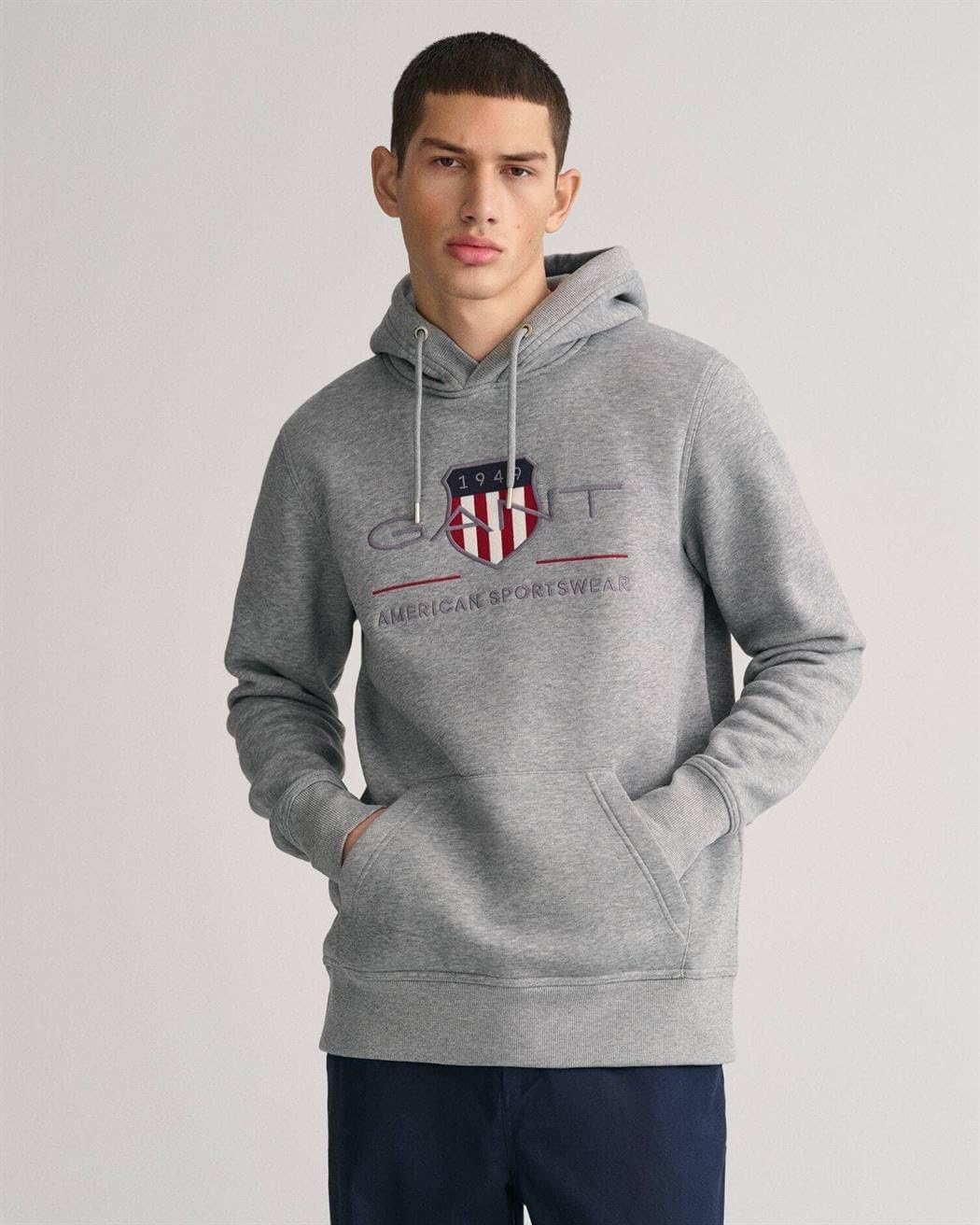 GANT Herren Reg Archive Shield Hoodie Kapuzenpullover S Grey Melange, S Grey Melange