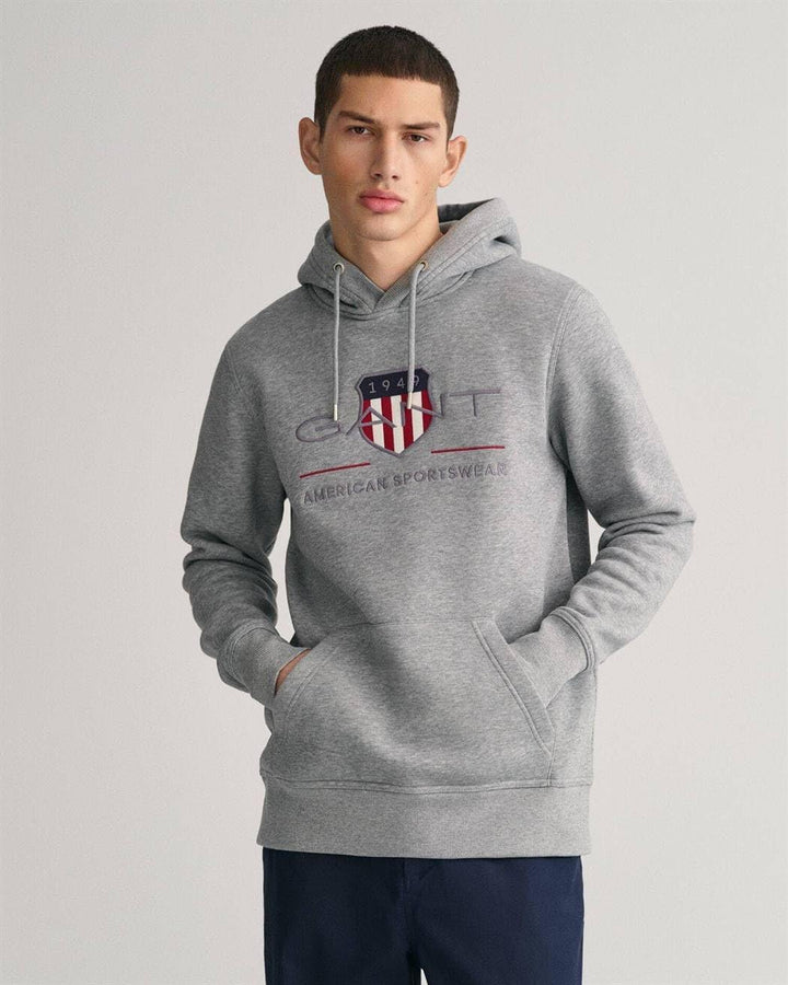 GANT Herren Reg Archive Shield Hoodie Kapuzenpullover S Grey Melange, S Grey Melange