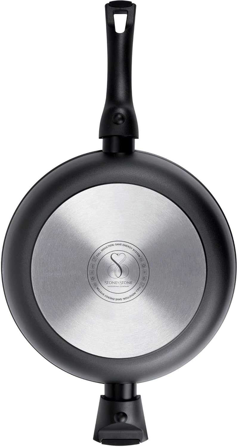 Stone&Stone Tiefe Pfanne 28 cm (7,5 cm hoch) | Hochrandpfanne Induktionspfanne | Deutsche GREBLON C3