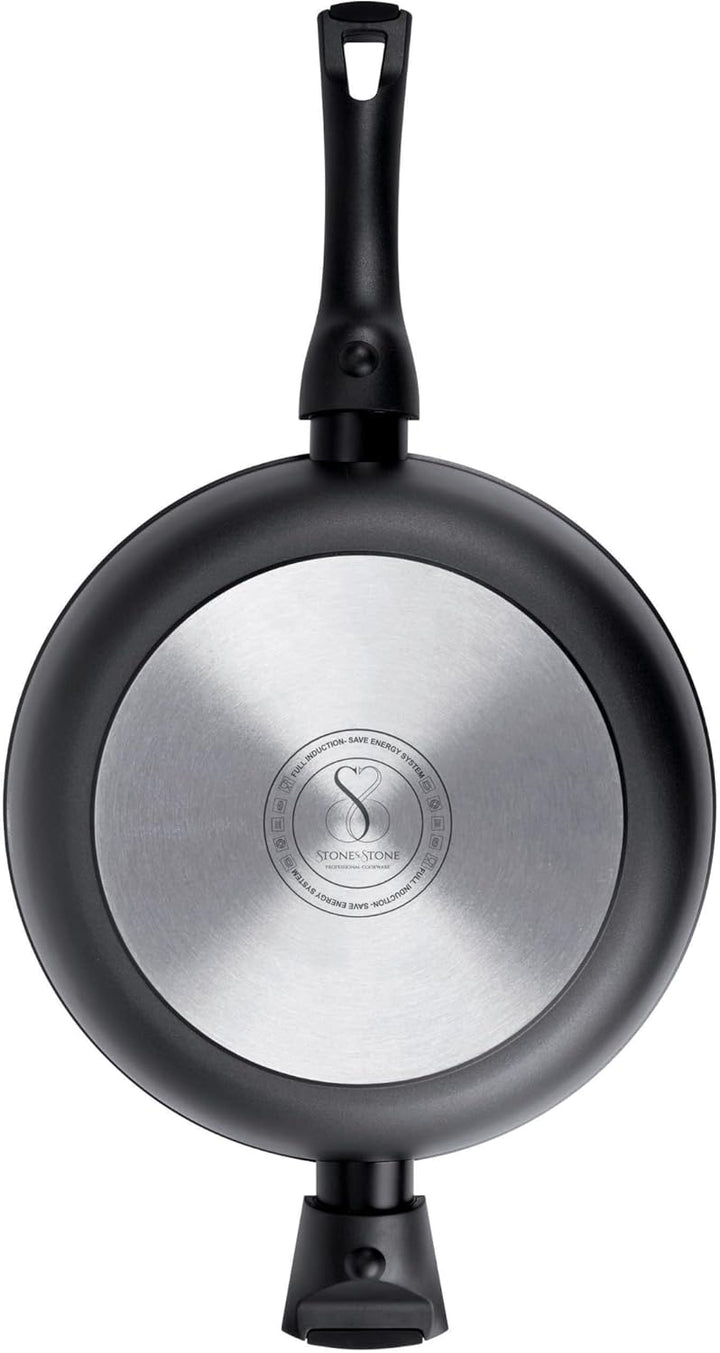 Stone&Stone Tiefe Pfanne 28 cm (7,5 cm hoch) | Hochrandpfanne Induktionspfanne | Deutsche GREBLON C3