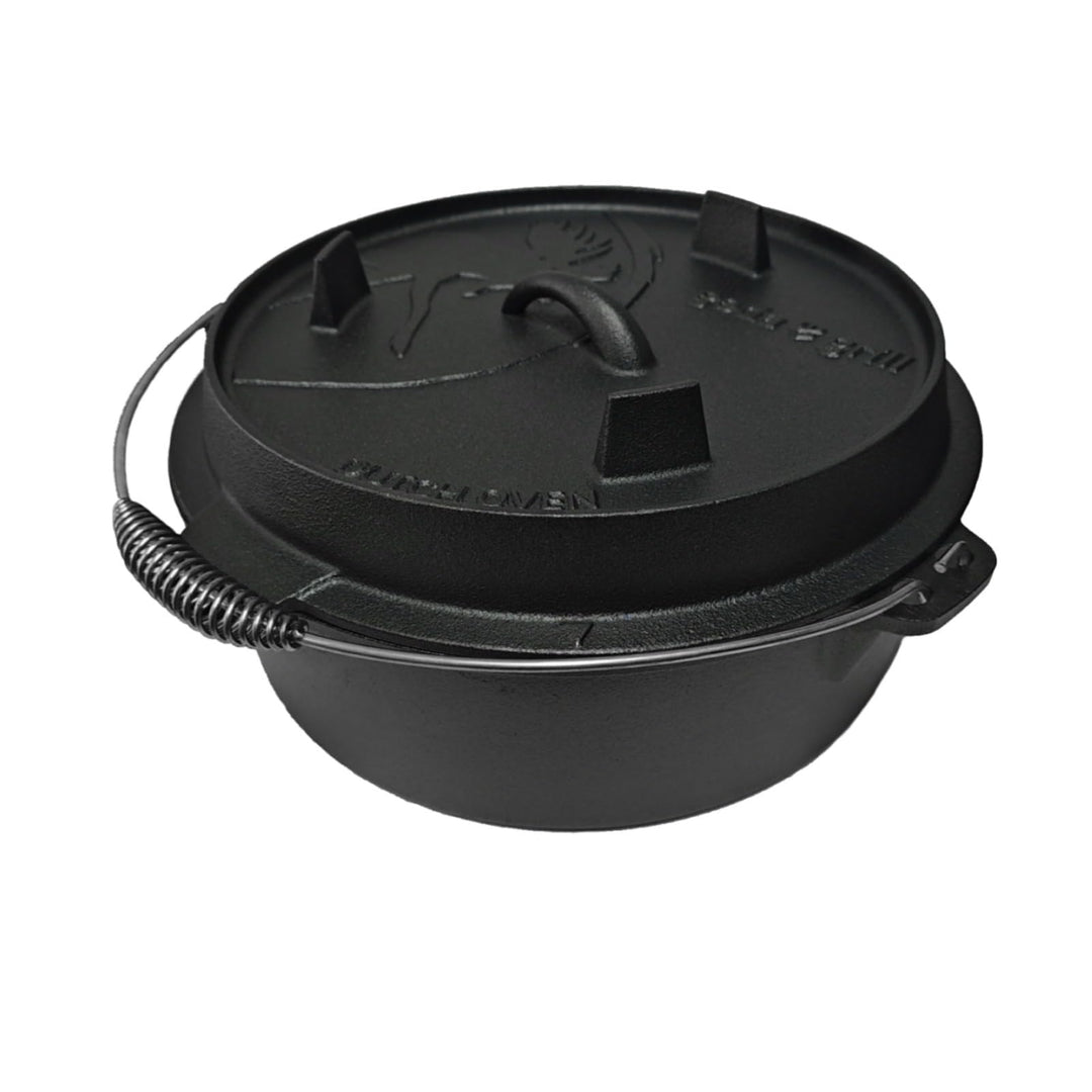 GEDA Grill Dutch Oven 5.6L ohne Füsse, Gusseisentopf Feuertopf aus Gusseisen, pre-seasoned Schmortop
