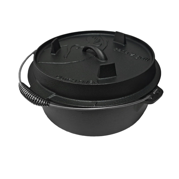 GEDA Grill Dutch Oven 5.6L ohne Füsse, Gusseisentopf Feuertopf aus Gusseisen, pre-seasoned Schmortop