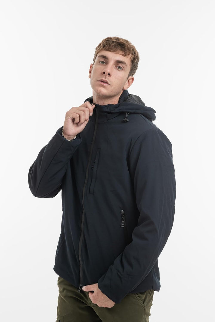 TONY BACKER Herren-Winterjacke, Softshelljacke, wasserdicht, winddicht, mit Kapuze, warme Jacke für