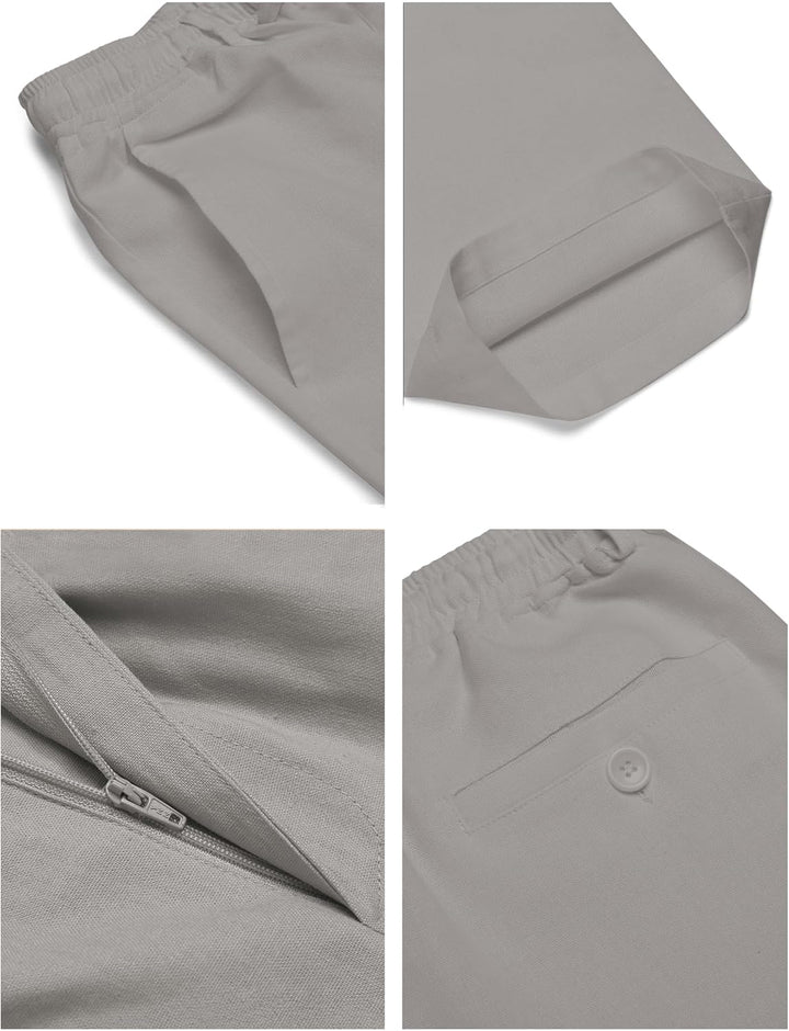COOFANDY Herren Leinenhose mit Kordelzug Leicht Sommerhose Freizeithose Einfarbig Hose Lang für Männ