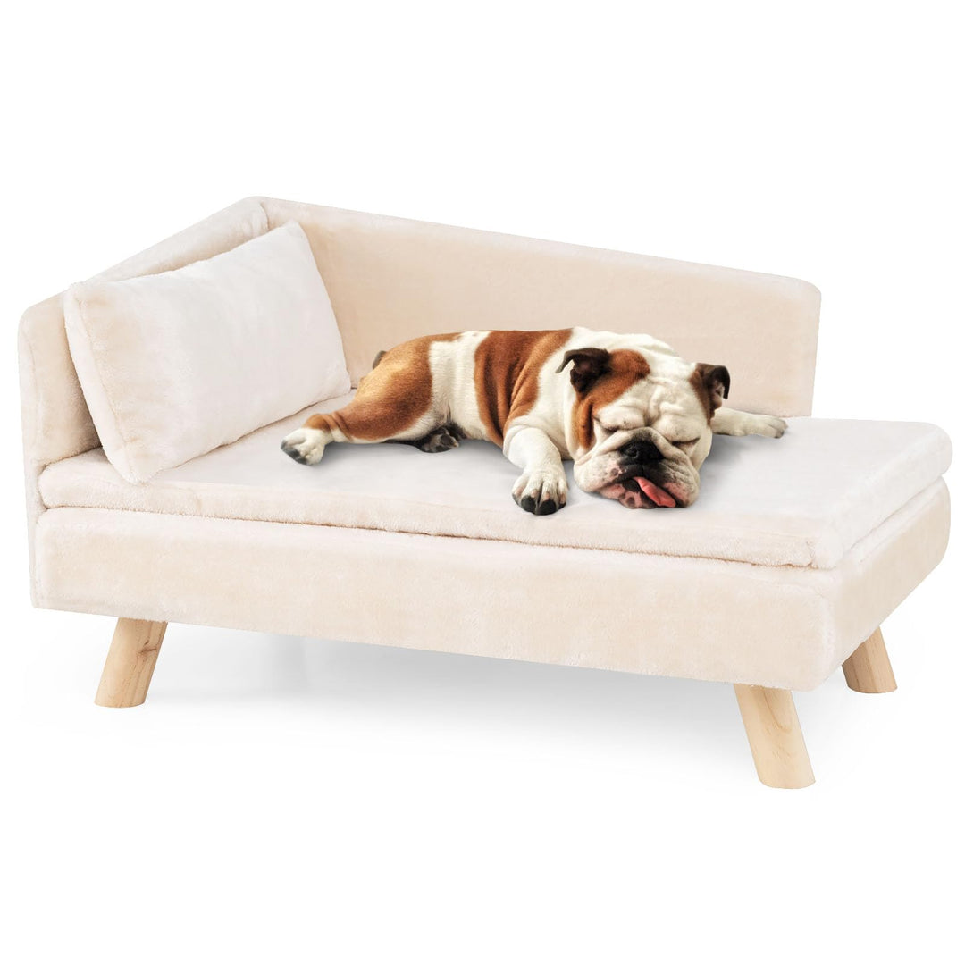COSTWAY Katzensofa Luxus, Katzenbett erhöht, bis 50 kg, Katzencouch mit 2 Kissens, Rückenlehne &amp; Hol