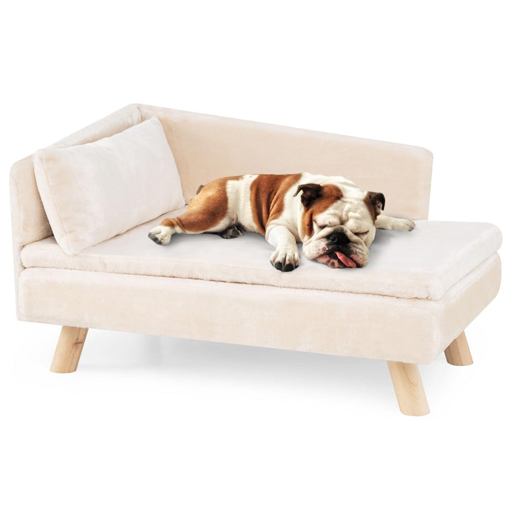 COSTWAY Katzensofa Luxus, Katzenbett erhöht, bis 50 kg, Katzencouch mit 2 Kissens, Rückenlehne &amp; Hol