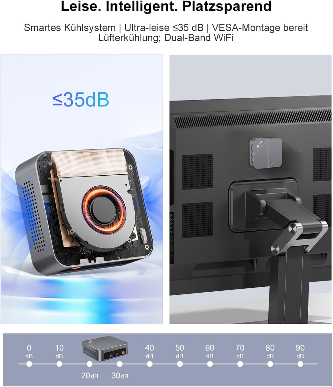 Ninkear Mini PC mit AMD Ryzen 7430U bis 4,9GHz, (3-Jahren-Garantie), 16GB RAM 512GB SSD, unterstützt