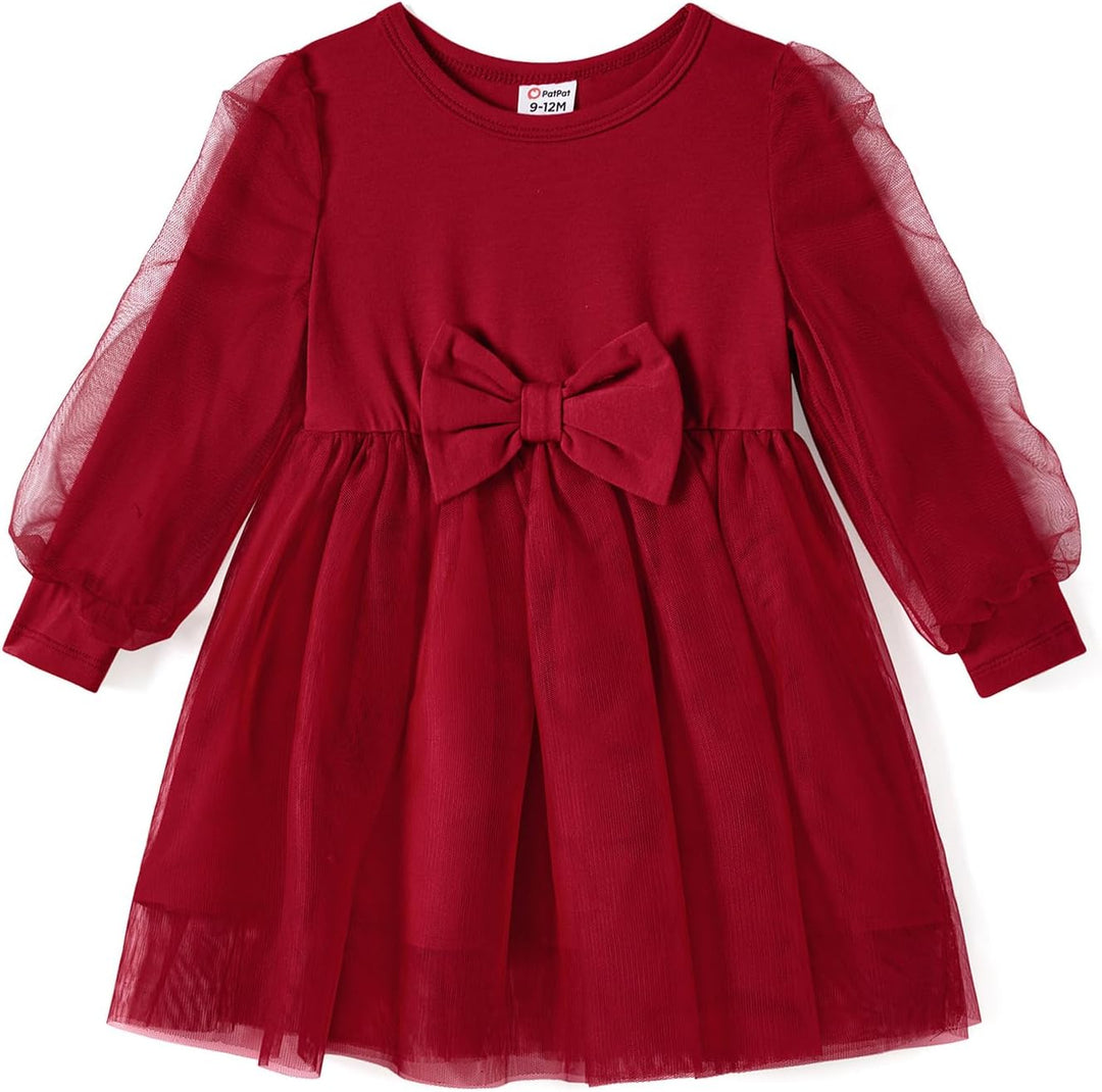 PATPAT Familien Outfit Set Langarm - Partnerlook Mutter Tochter Kleid,Mama Kind Kleider Prinzessin F