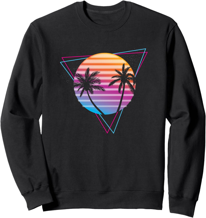 Palm Sunset 80er Jahre Vibe Retrowave Synthwave Ästhetik Sweatshirt