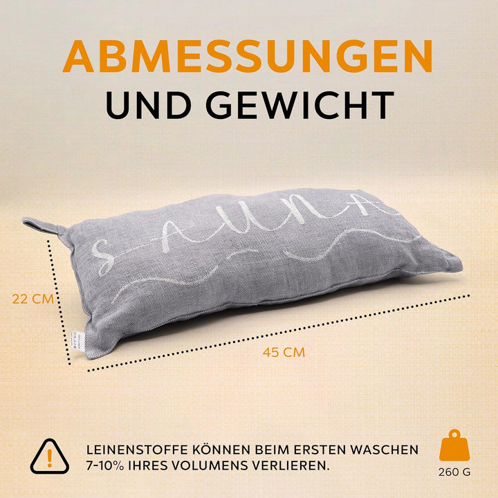 1 Premium Saunakissen Lieblingskissen Reisekissen | Design: BANGA | Masse: 45 x 22 cm, 100% Leinen H