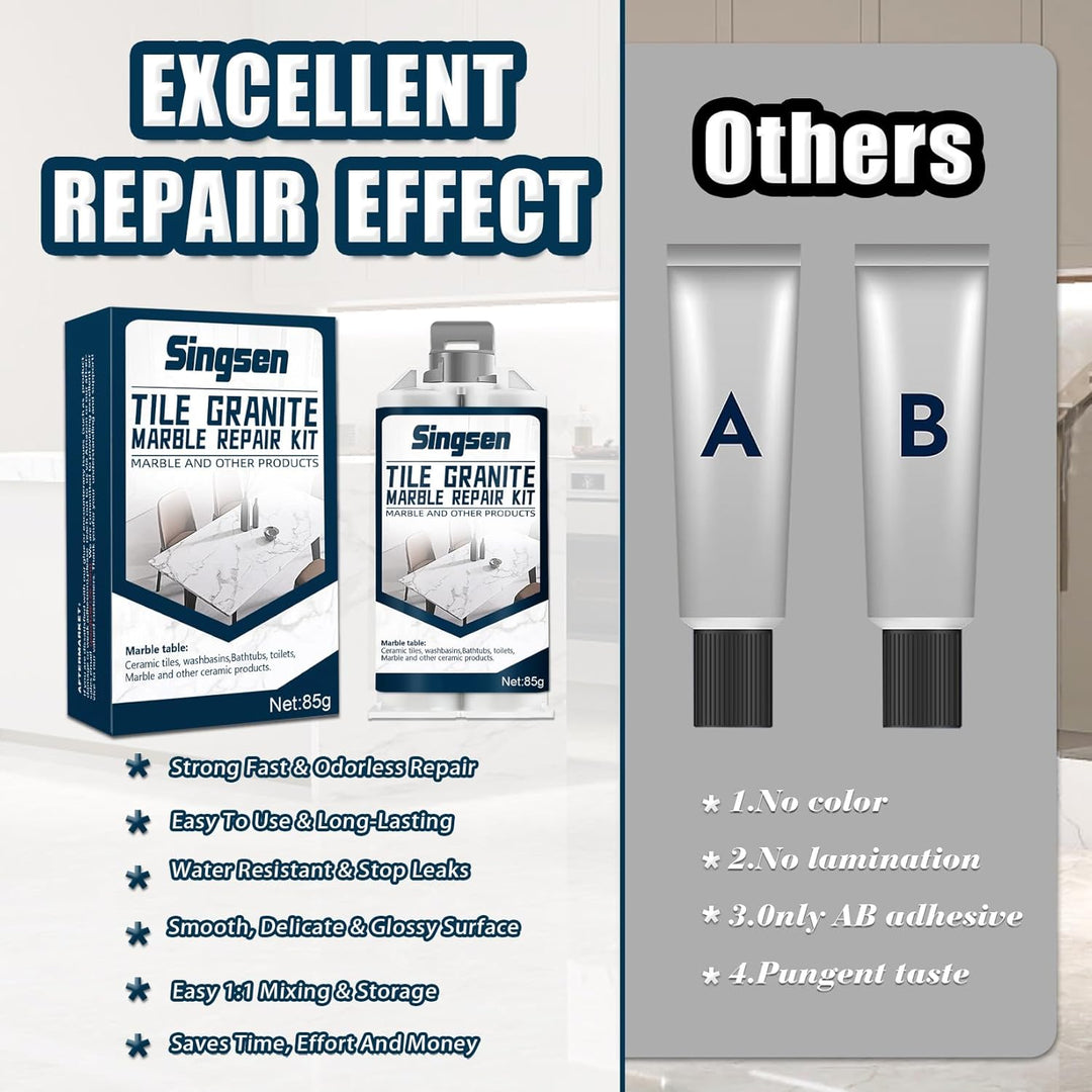 Fliesen Granit Marmor Reparatur-Set, Marmor Reparatur-Set (Farbabstimmung), Starkes und wasserdichte