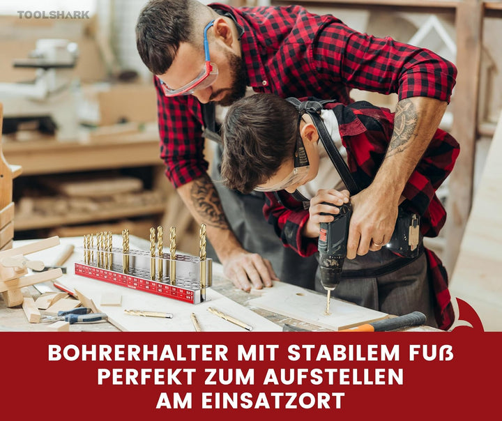 Bohrerhalter leer, aus Edelstahl rostfrei - Organizer für 46 Bohrer zum Verschrauben an die Wand - Z