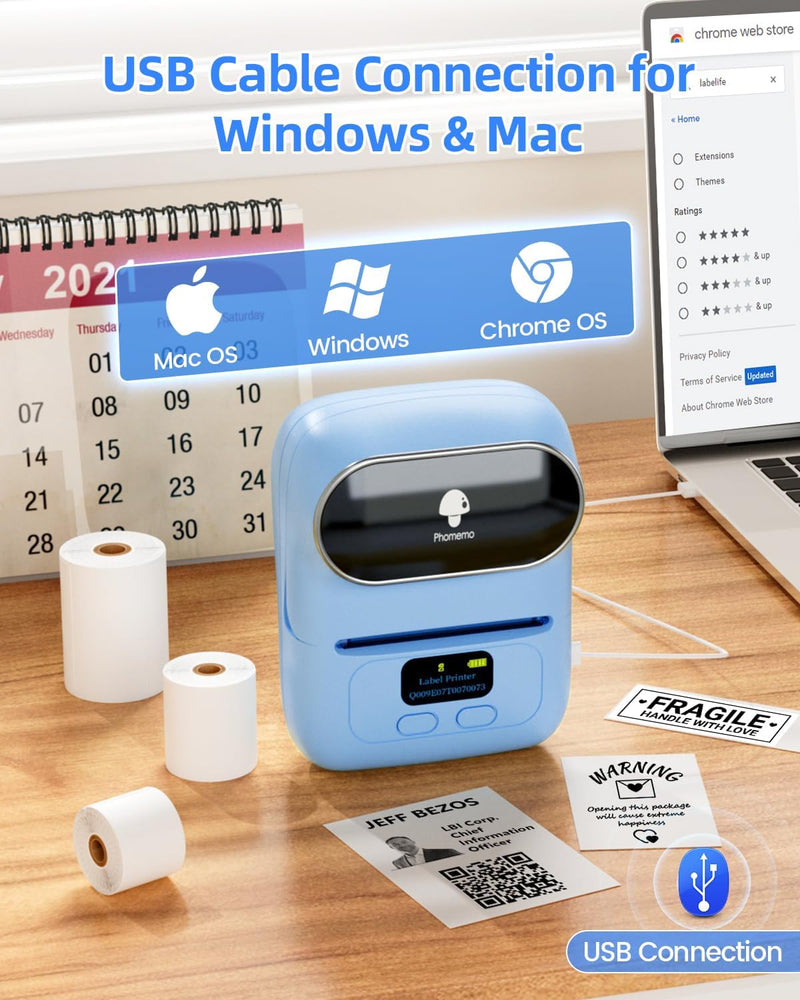 Phomemo M110 Bluetooth Etikettendrucker - Etikettiergerät Beschriftungsgerät Selbstklebend, Labeldru
