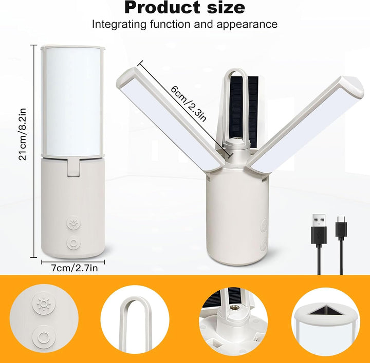 Wholede LED Campinglampe, 8000mAh Multifunktional Camping Laternen Dimmbar mit USB/Solar wiederaufla