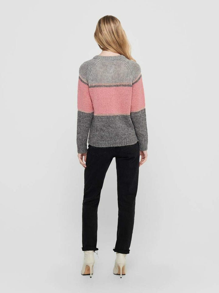 ONLY Female Strickpullover Gestreifter Llight Grey Melange