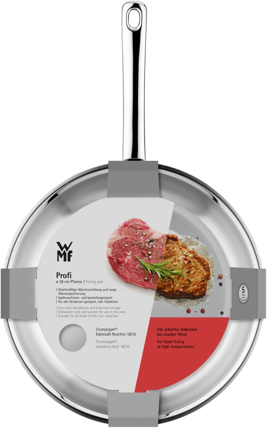 WMF Profi Edelstahlpfanne 20 cm, Bratpfanne Induktion, unbeschichtet, spülmaschinengeeignet, backofe