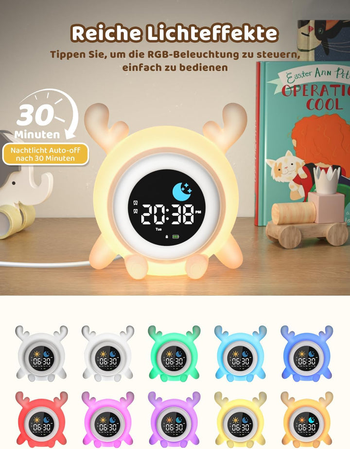 Yissvic kinderwecker Jungen, Schulanfänger Lernwecker Kinder 2 Alarme, Wochenendmodus Snooze 10 Whit
