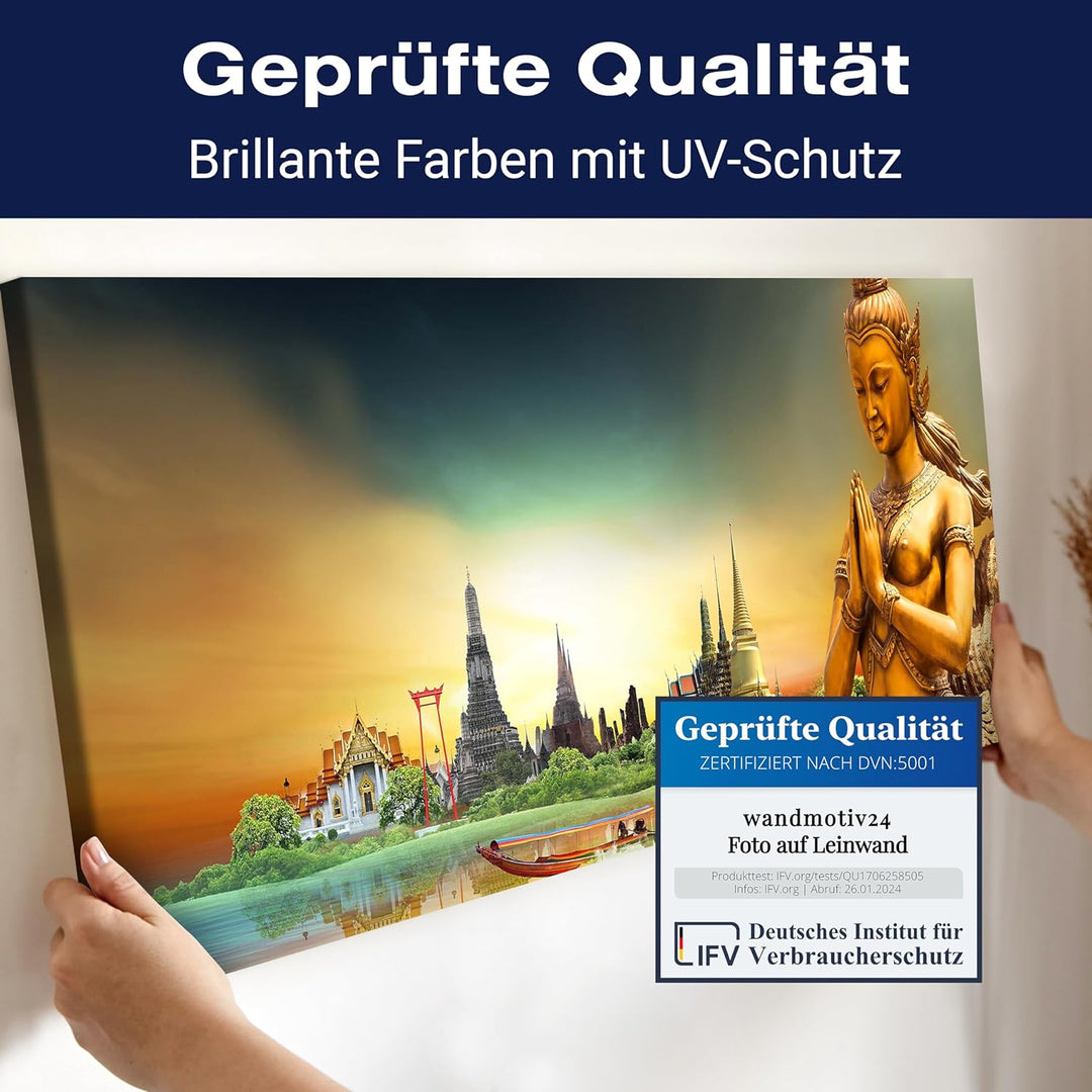 wandmotiv24 Leinwandbild Thailand-Konzept 100x40cm (BxH) Bilder auf Leinwand, Dekoration Wohnung mod