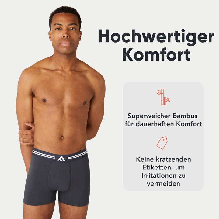 FM London (5er-Pack) Bambus-Herren-Boxershorts mit Stretch-Fit-Design - Bequeme Bambus-Boxershorts f