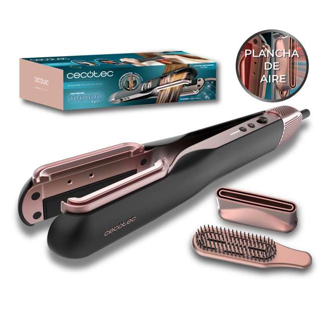 Cecotec Haarglätter mit Luft RitualCare Air Lisse 2in1 Schwarz. 1000W, Trocknet und Glättet, RVerrin
